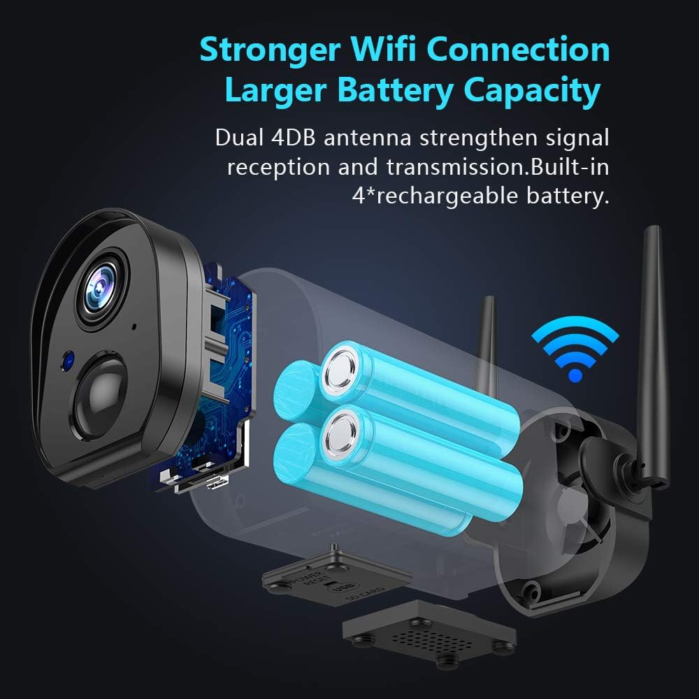 Wireless WiFi Security Camera, Rechargeable Battery Powered, 2PCS G25865