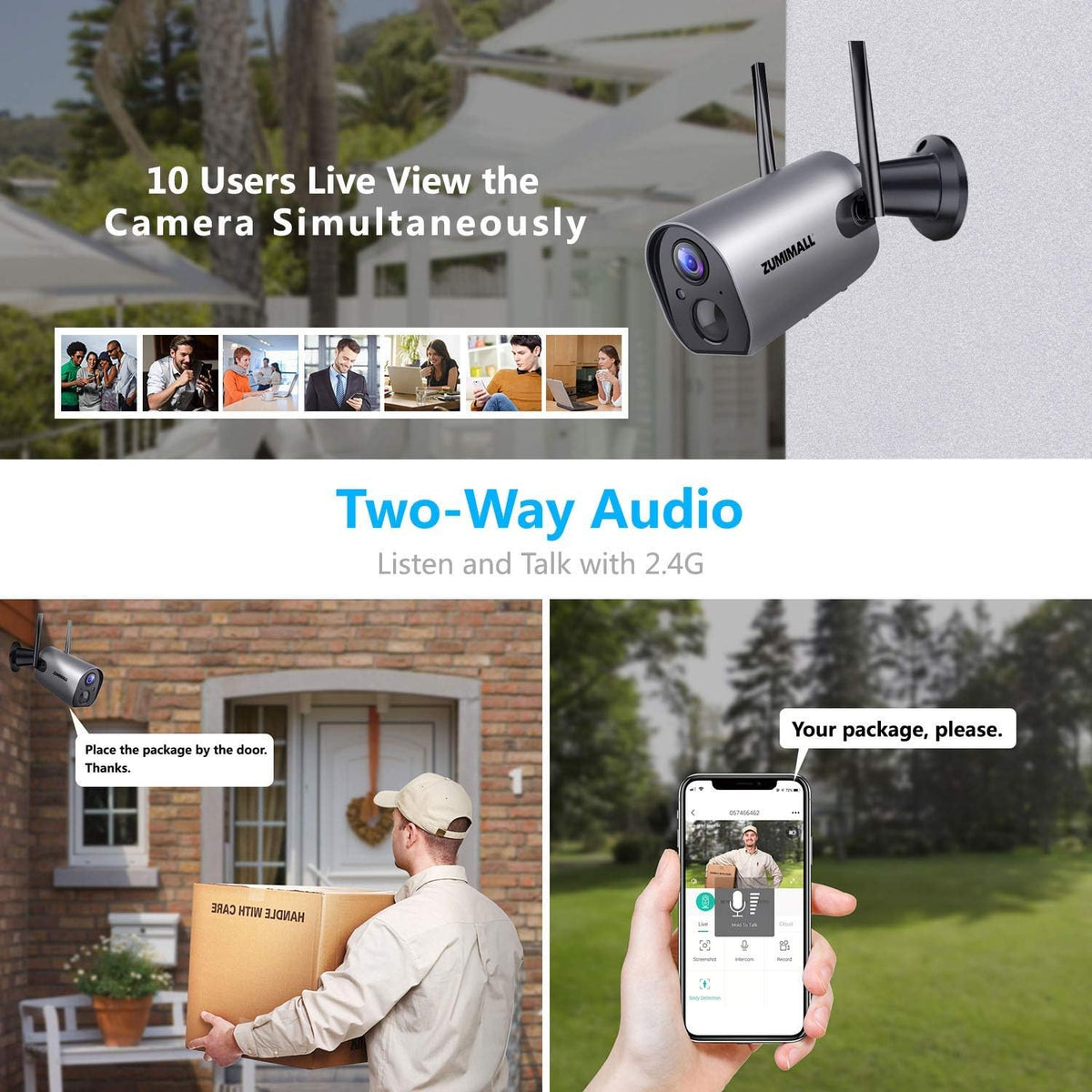 Wireless WiFi Security Camera, Rechargeable Battery Powered, 2PCS G25865