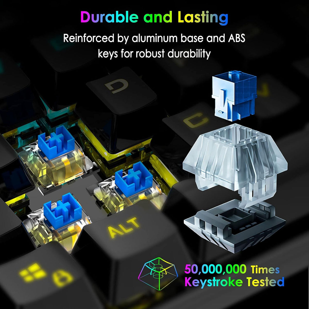 RGB Backlit 104 Keys Blue Switch Wired Mechanical Gaming Keyboard O250