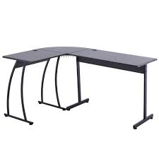Oak L Shape Computer Desk with Cable Management A86844