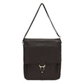 Black Leather 15-inch Laptop Messenger Bag Q36060