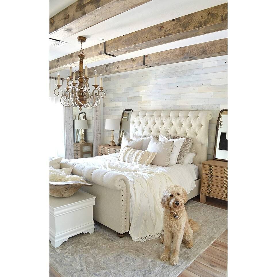 Reclaimed Wooden Wall Planks Peel and Stick 10 Sq. ft Coastal White G954