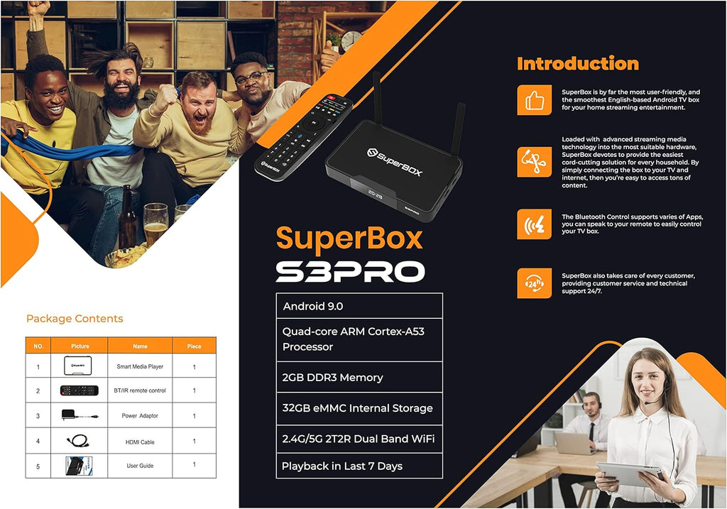SuperBox S3 Pro with Voice Remote, Backlit Mini Keyboard & 8K HDMI Cable M329991
