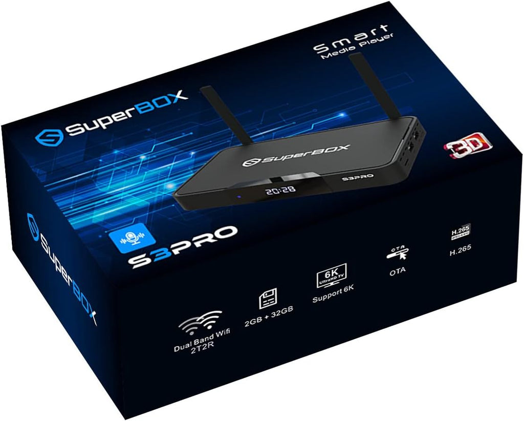 SuperBox S3 Pro with Voice Remote, Backlit Mini Keyboard & 8K HDMI Cable M329991