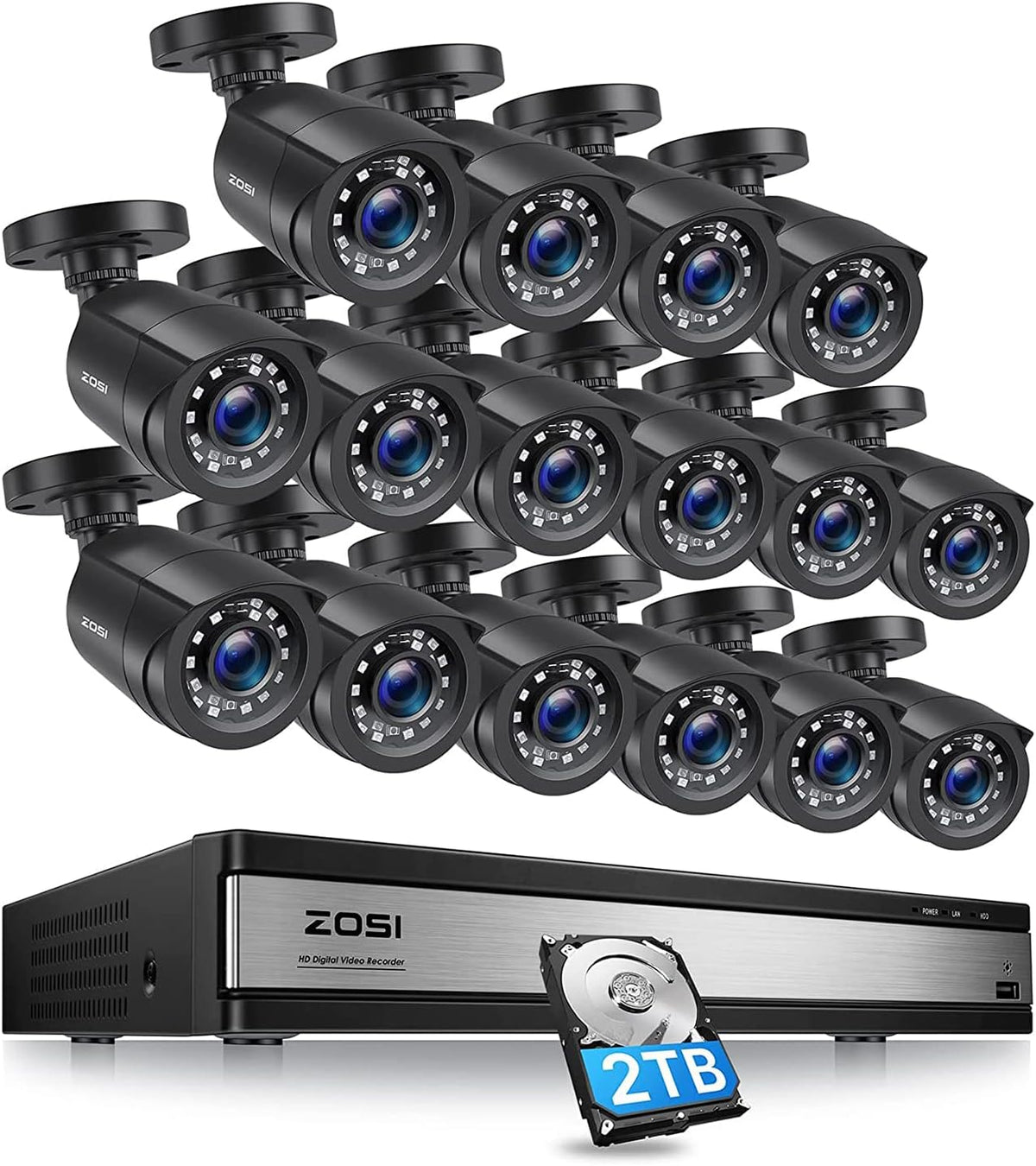 16CH 1080P Security Camera System with 2TB Hard Drive S2710