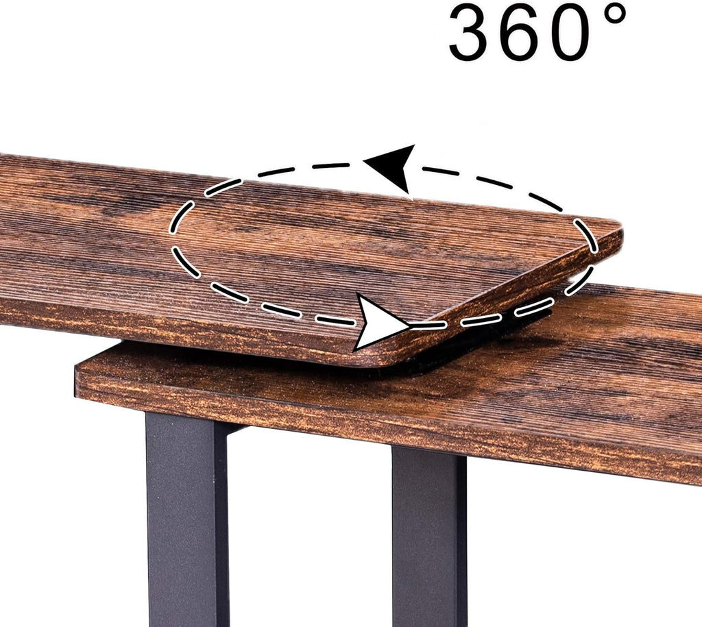 360° Free Rotating Sofa Side Table with 2 Tier Storage Shelves Z446728