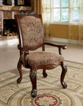 Antique Cherry Fabric Dining Arm Chair Set of 2 B64373
