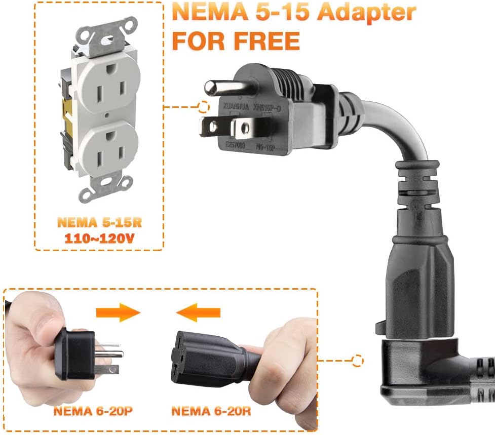 Level 1 10/16A Current Switchable Electric Car Charger with NEMA 5-15P Adapter F431274