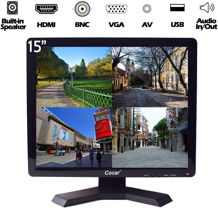 15 Professional CCTV Monitor VGA HDMI AV BNC 4:3 LCD Security Screen 1024x768 C208161