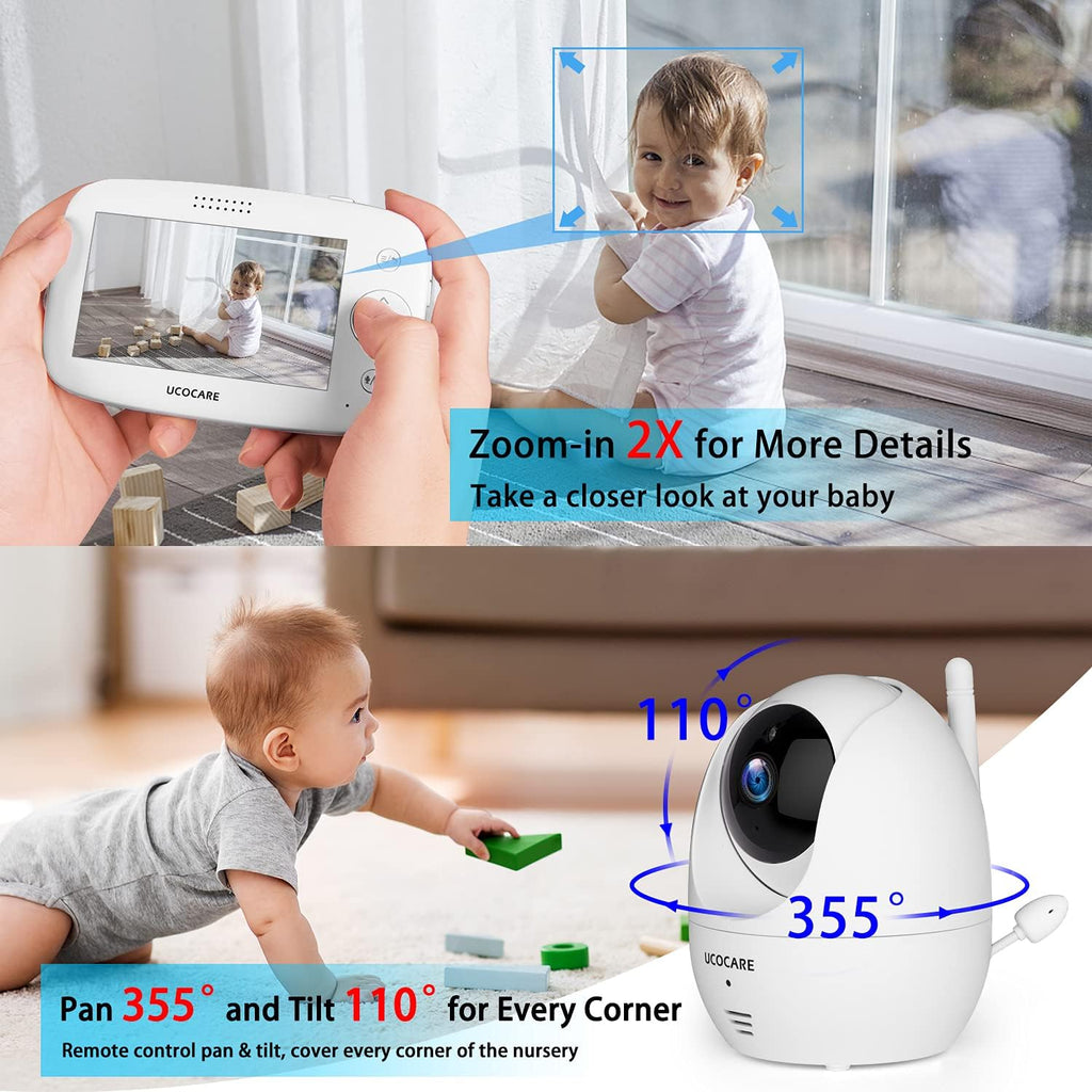 Baby Monitor with Camera and Audio, Night Vision, PTZ, Motion Detection, Auto Tracking, Temperature Monitor, 2-Way Talk K167282
