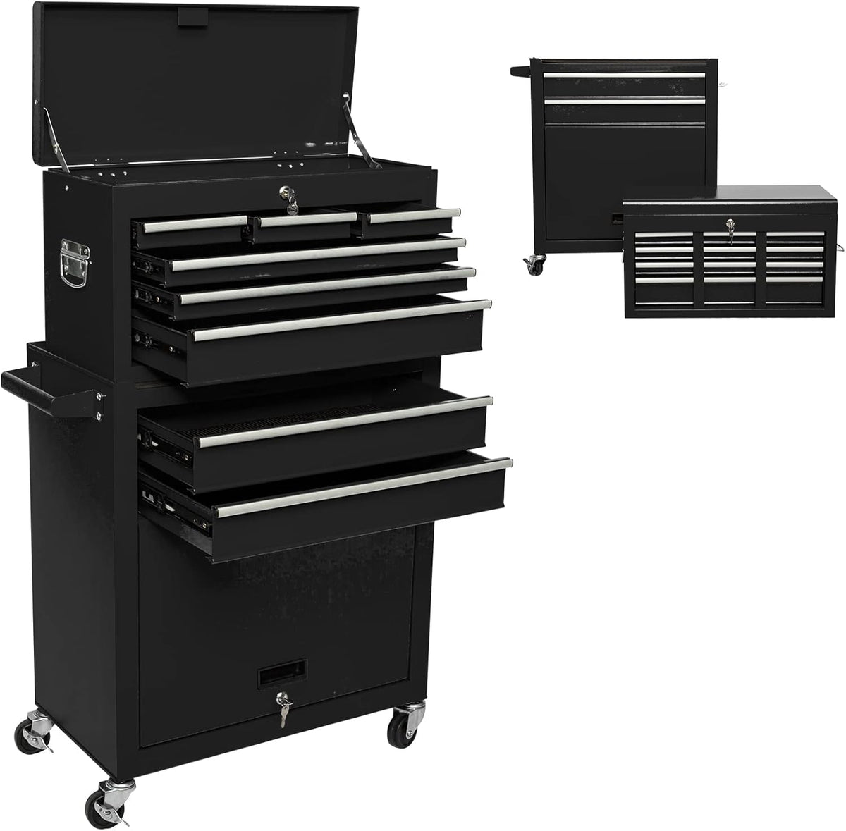 8 Drawer Rolling Tool Chest Detachable Tool Cabinet with Wheels and Lock Blue R724
