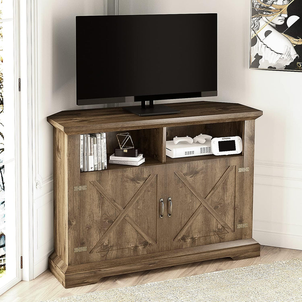 44'' Espresso Corner TV Stand with Double Doors T334711