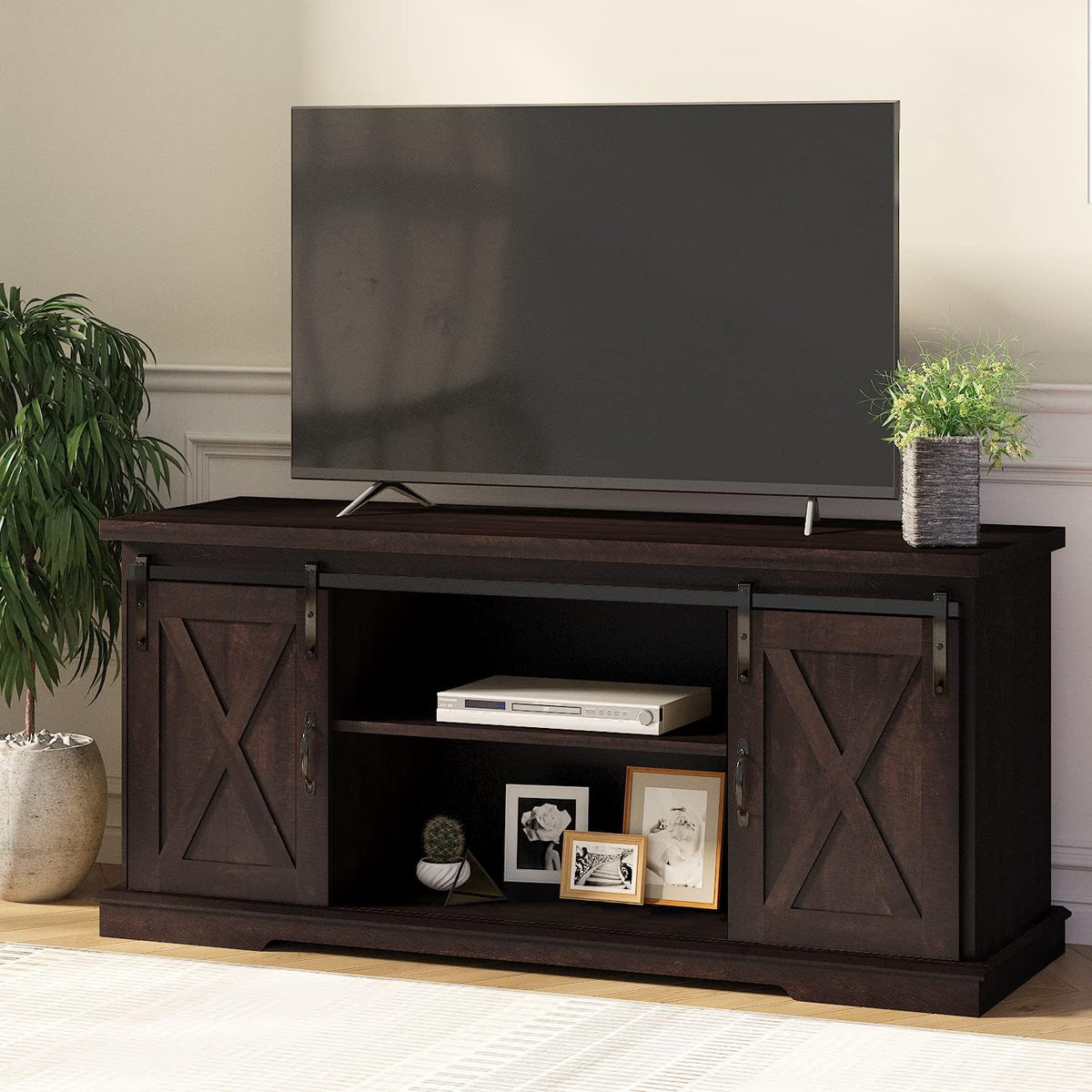 58'' Rustic TV Stand with Sliding Barn Doors U817