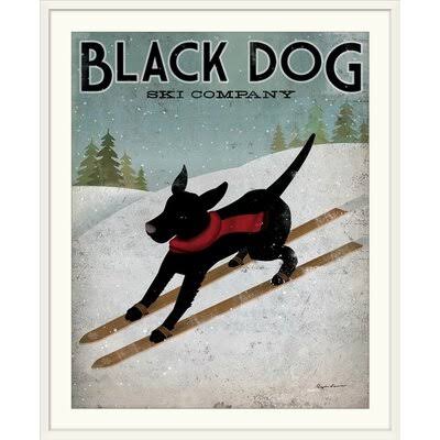 Black Dog Ski Vintage Advertisement White Framed P806