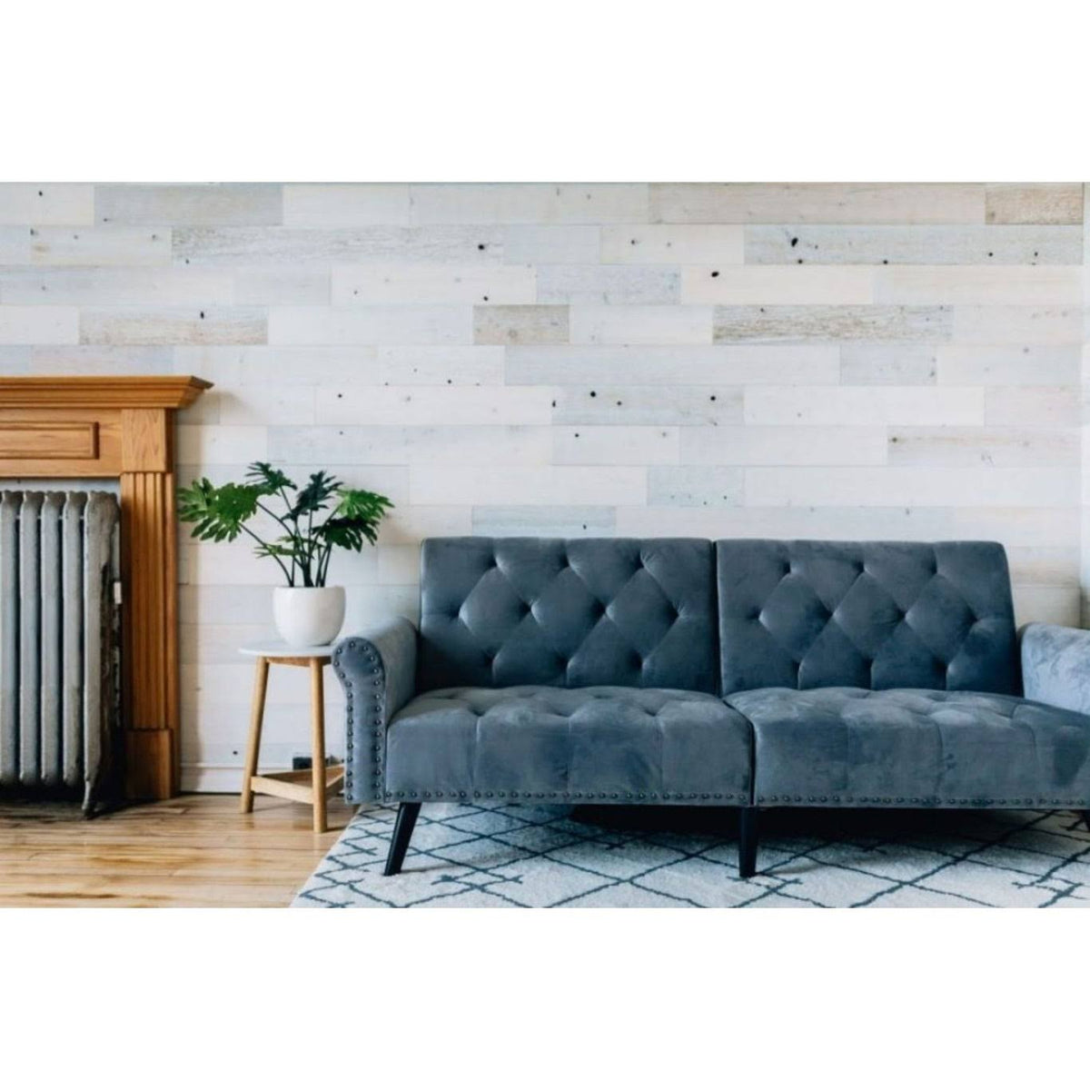 Reclaimed Wooden Wall Planks Peel and Stick 10 Sq. ft Coastal White G954