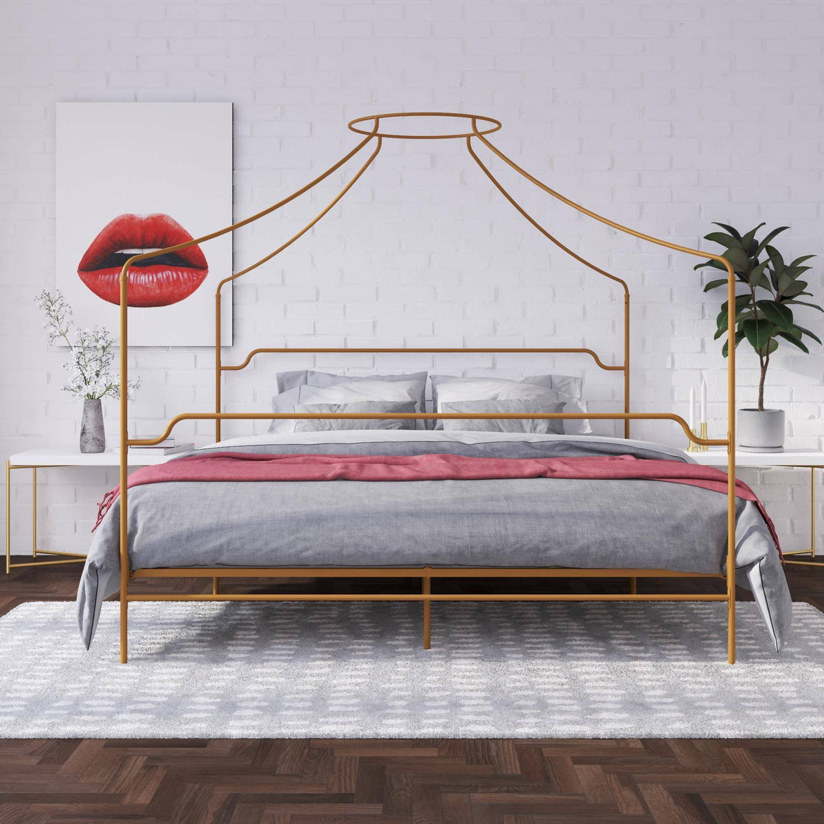 King Size Metal Canopy Bed Y7263