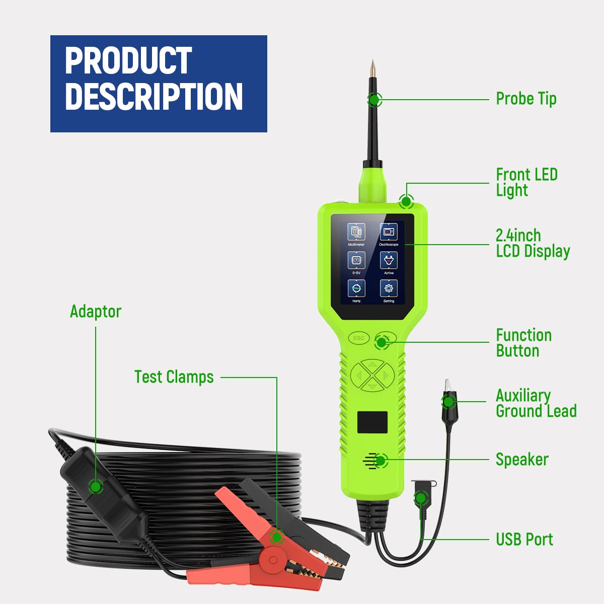 9-30v Automotive Circuit Tester 12v 24v Power Probe Test Tool V879