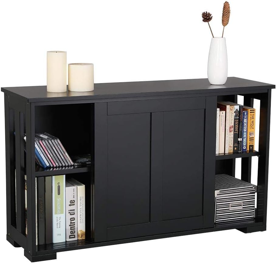 Black Buffet Sideboard with Sliding Door and Adjustable Shelf T166531