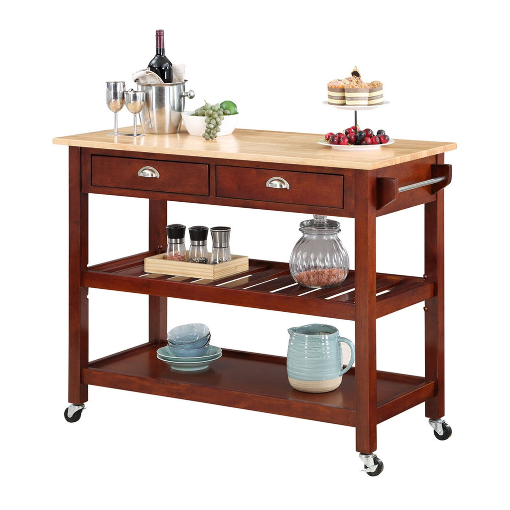 3 Tier Butcher Block Kitchen Cart with Drawers O53775