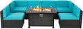 7 Pieces Outdoor Patio Furniture Set with Fire Pit Table J3140