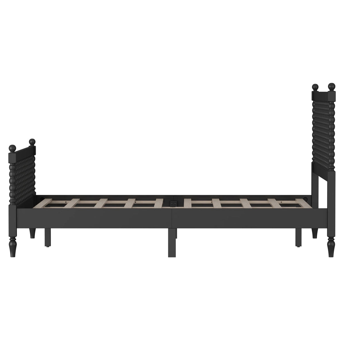 Queen Size Wood Platform Bed with Headboard and Footboard Black E550237