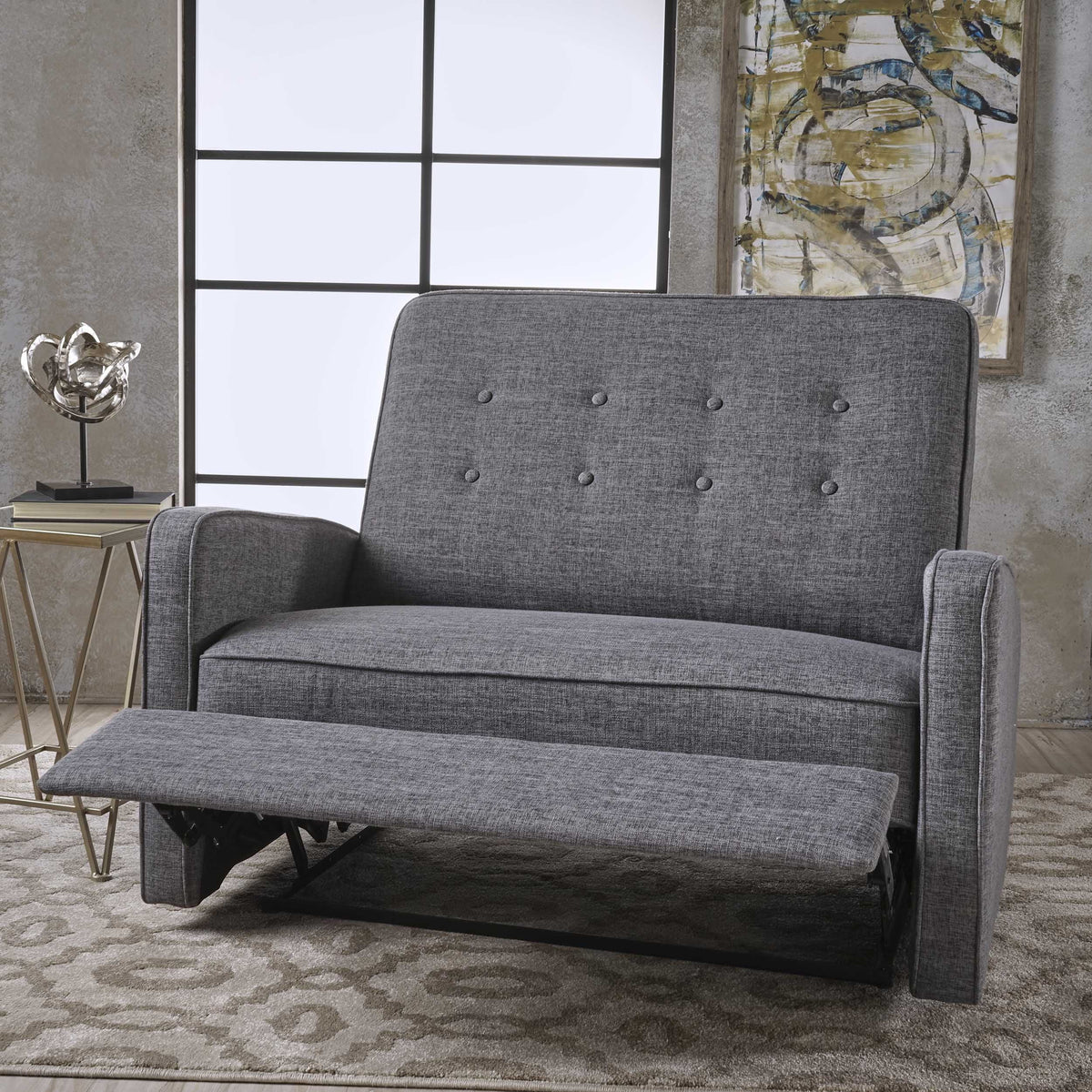 Gray Fabric Reclining Loveseat B968879
