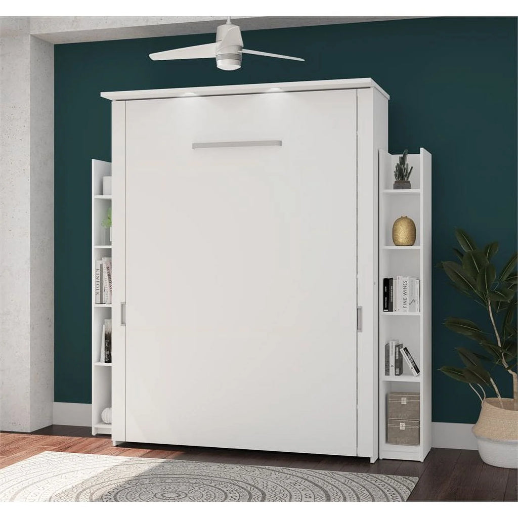 Queen Murphy Bed and 2 Storage Units in White R289062