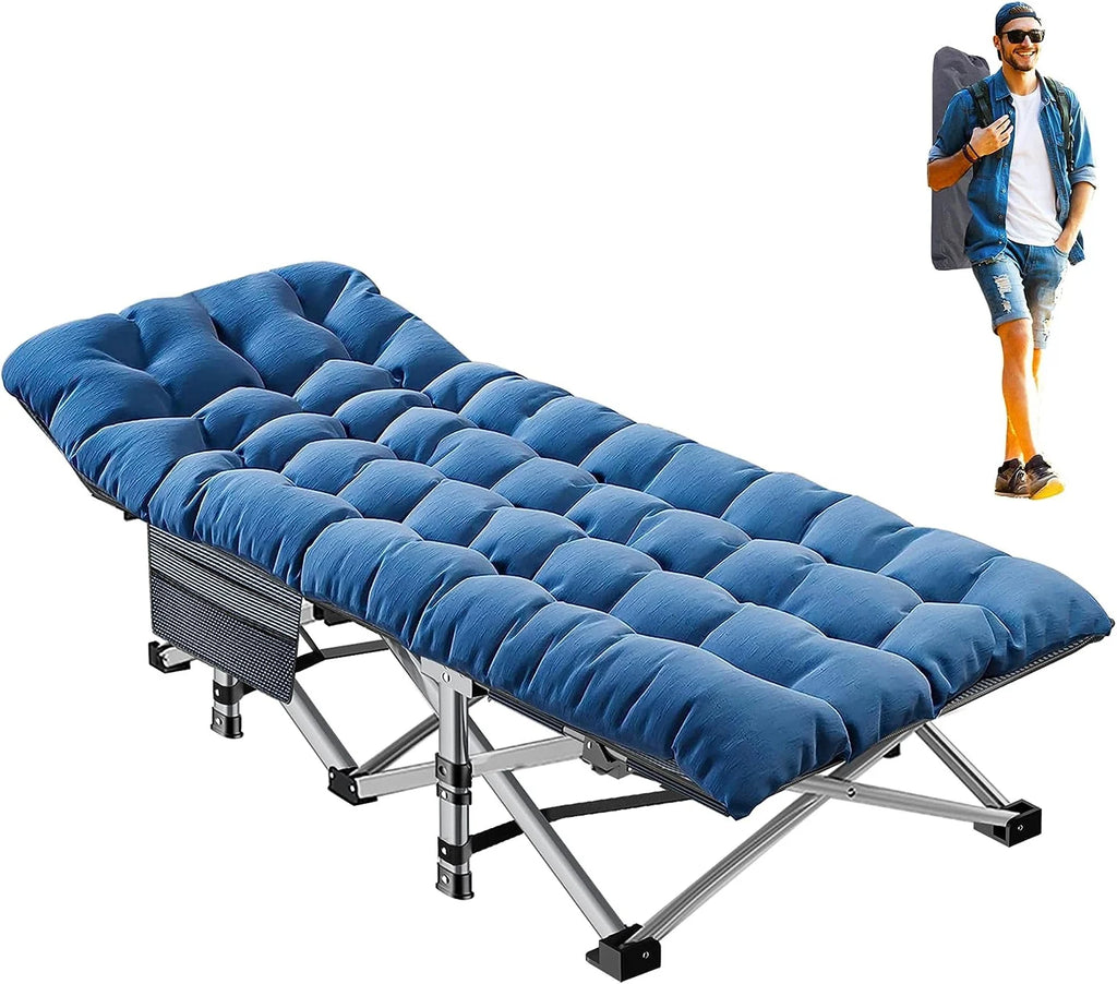 2 Pack Folding Camping Cot with Mattress and Carry Bag T643