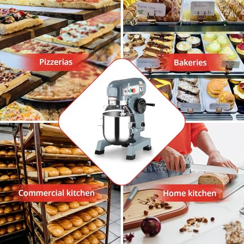 450W 10QT 3-Speed Stainless Steel Commercial Food Mixer J13819