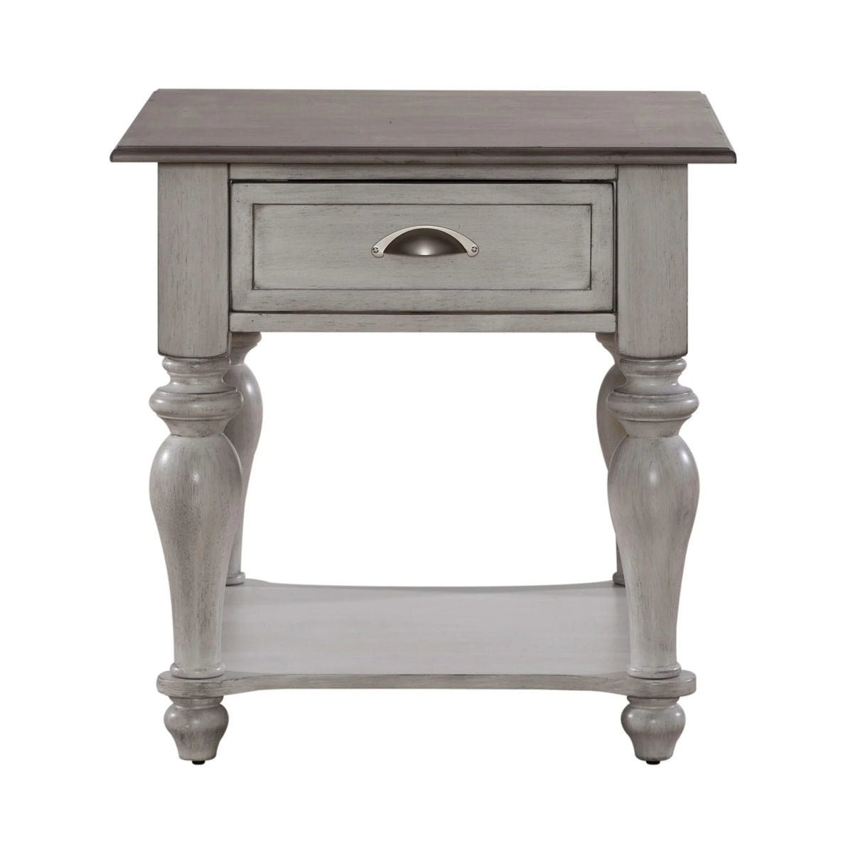 Antique White Weathered Pine Drawer End Table B262627