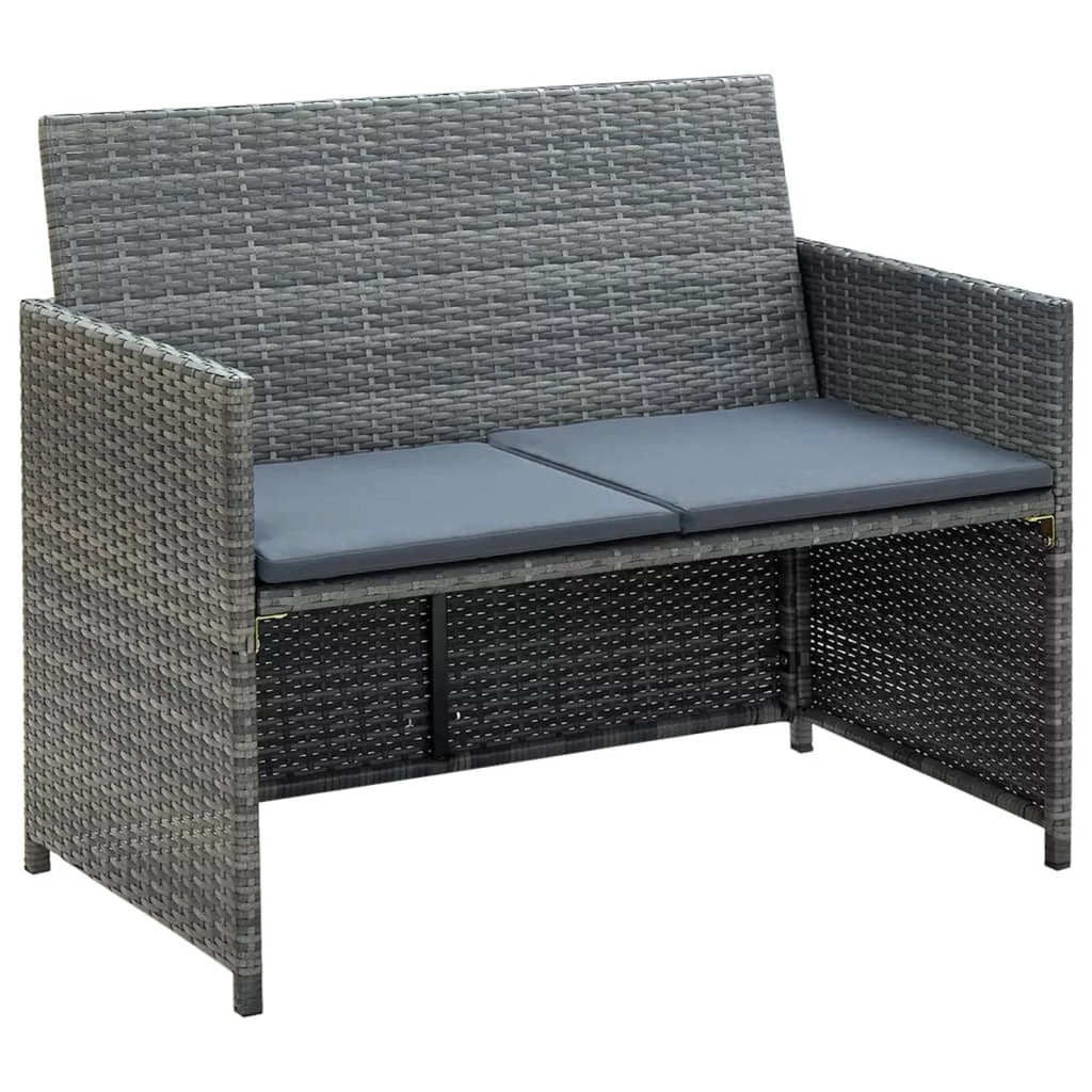 4 Piece Poly Rattan Patio Set with Cushions J54595