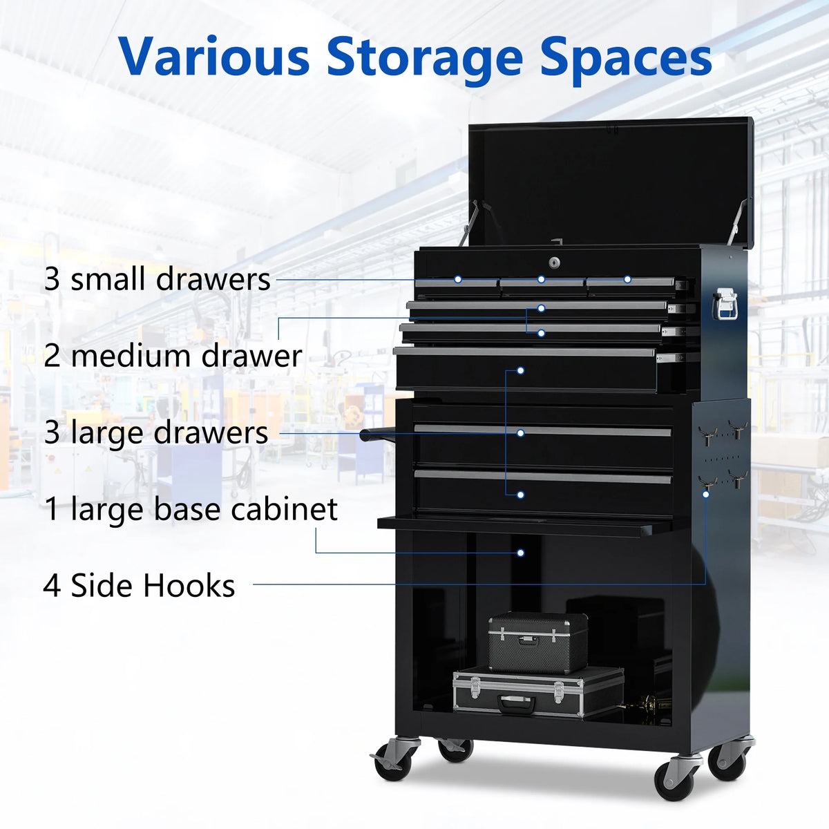 Blue 8 Drawer Rolling Tool Box Y3361