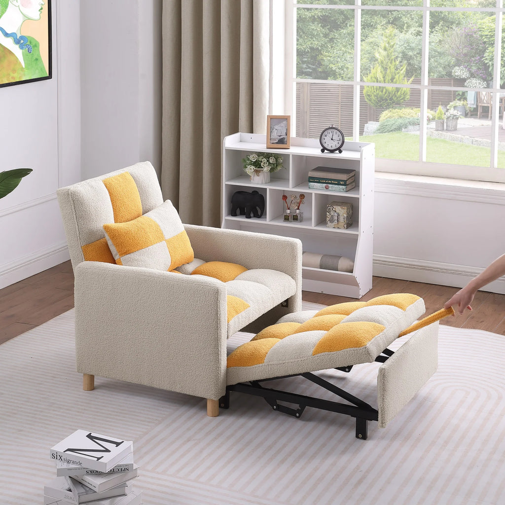 3-in-1 Convertible Sleeper Chair Bed Yellow U421565