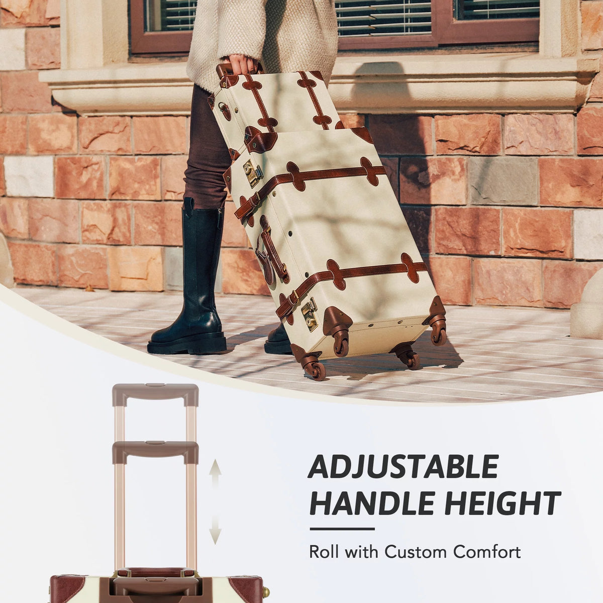 Beige Trolley Suitcase and Hand Bag Set with TSA Locks K22455