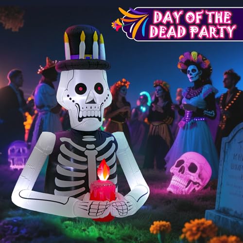 8FT Halloween Inflatable Skeleton Tree with LED Lights F459715