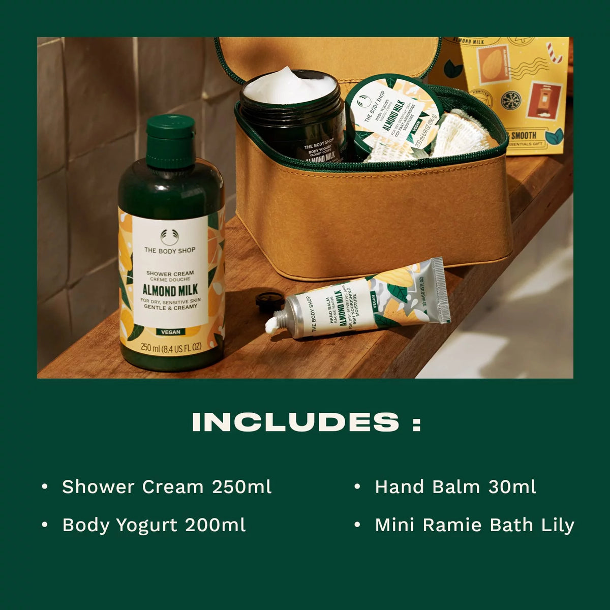 Almond Milk Hydrating Moisturizing Vegan Skincare Gift Set 4 Items K23735