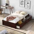 Platform Storage Bed with 3 Drawers Solid Wood Cherry R411646
