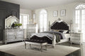 Black Silver Mirror Queen Bedroom Set 4Pcs J69889