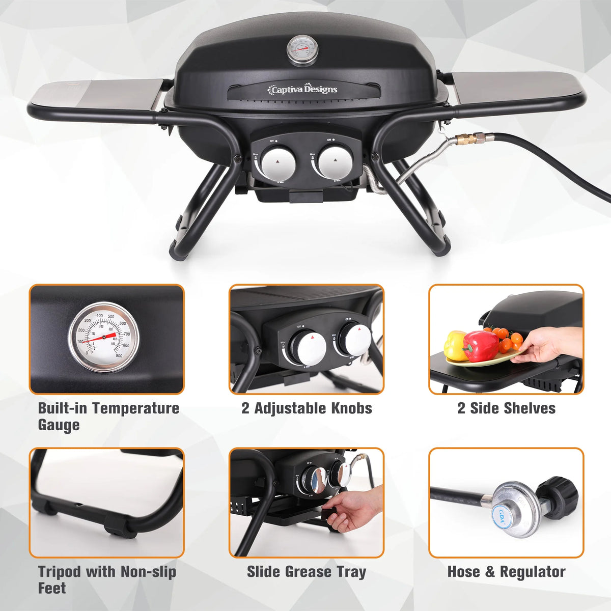 2 Burner Portable Propane Gas Grill R538