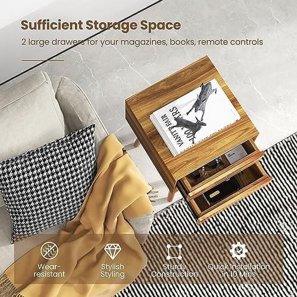 White 2 Drawer Wooden Nightstand R924