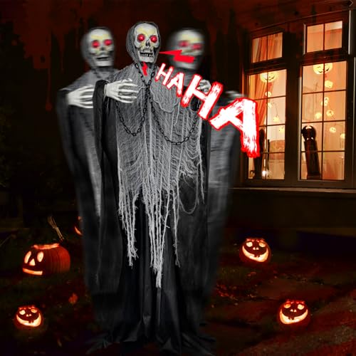 Life Size Animatronics Grim Reaper Halloween Decoration with Chain G56280