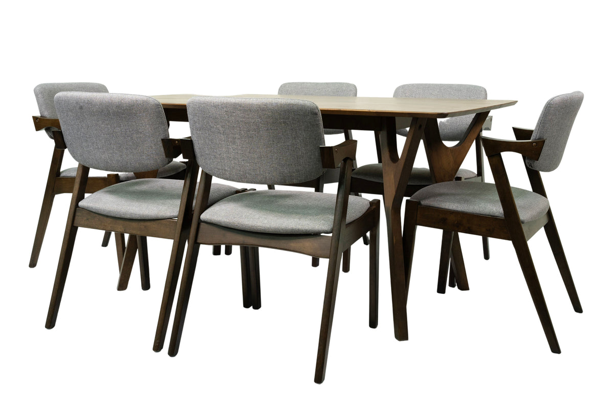 7-Piece Solid Wood Dining Table and 6 Chairs M48381