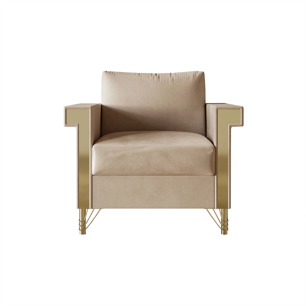 Beige Velvet Upholstered Armchair N310726