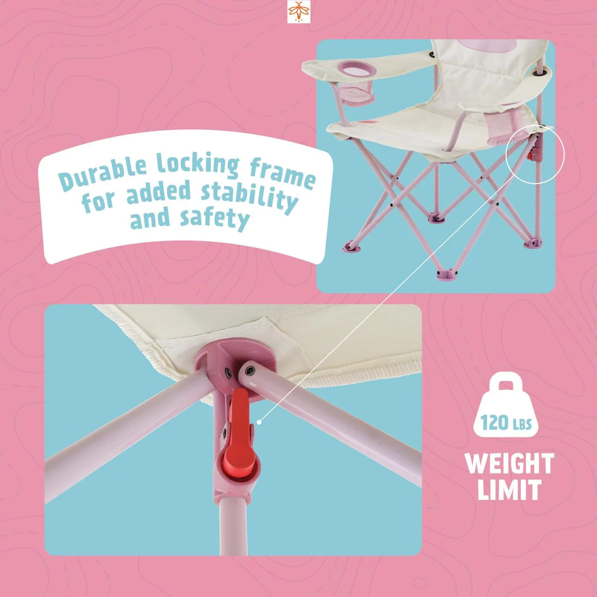 Pink Off-White Kid's Camping Chair I930