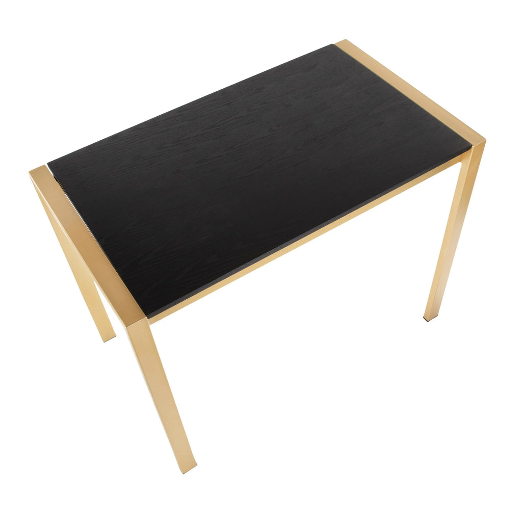 Contemporary Counter Table Gold Metal Black Wood Grain D71103