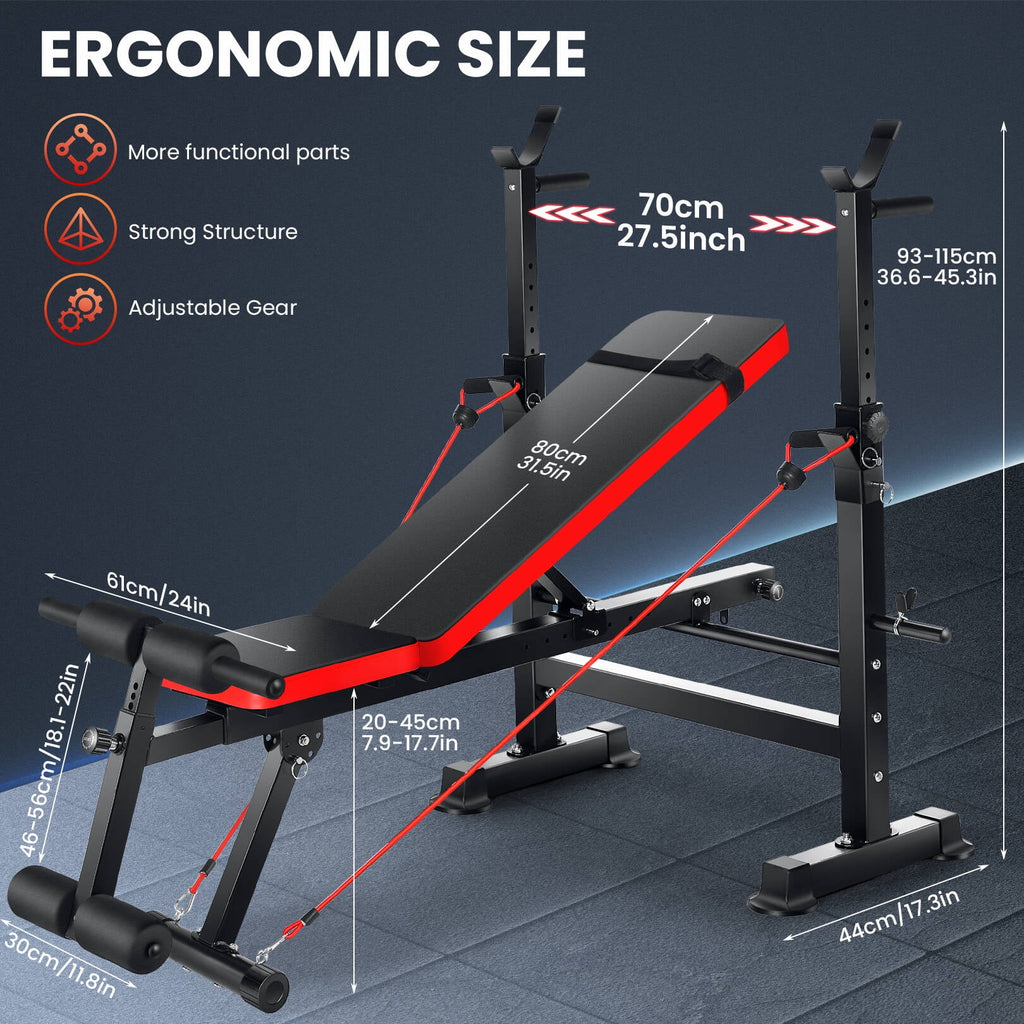 Adjustable Weight Bench Set with Barbell Rack E416316