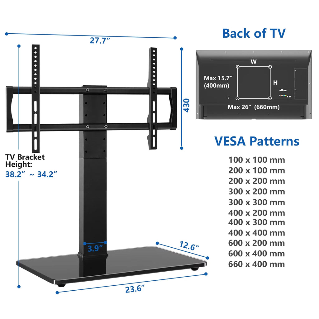 Black Swivel Table Top TV Stand up to 85 inch W76172