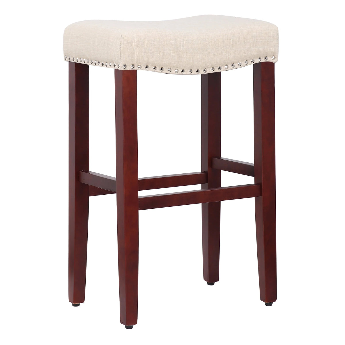 29 Inch Beige Upholstered Wood Bar Stools Z29570