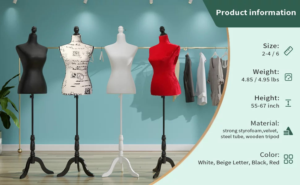 Pinnable Dress Form Mannequin Body Torso with Tripod Base Stand Q23004