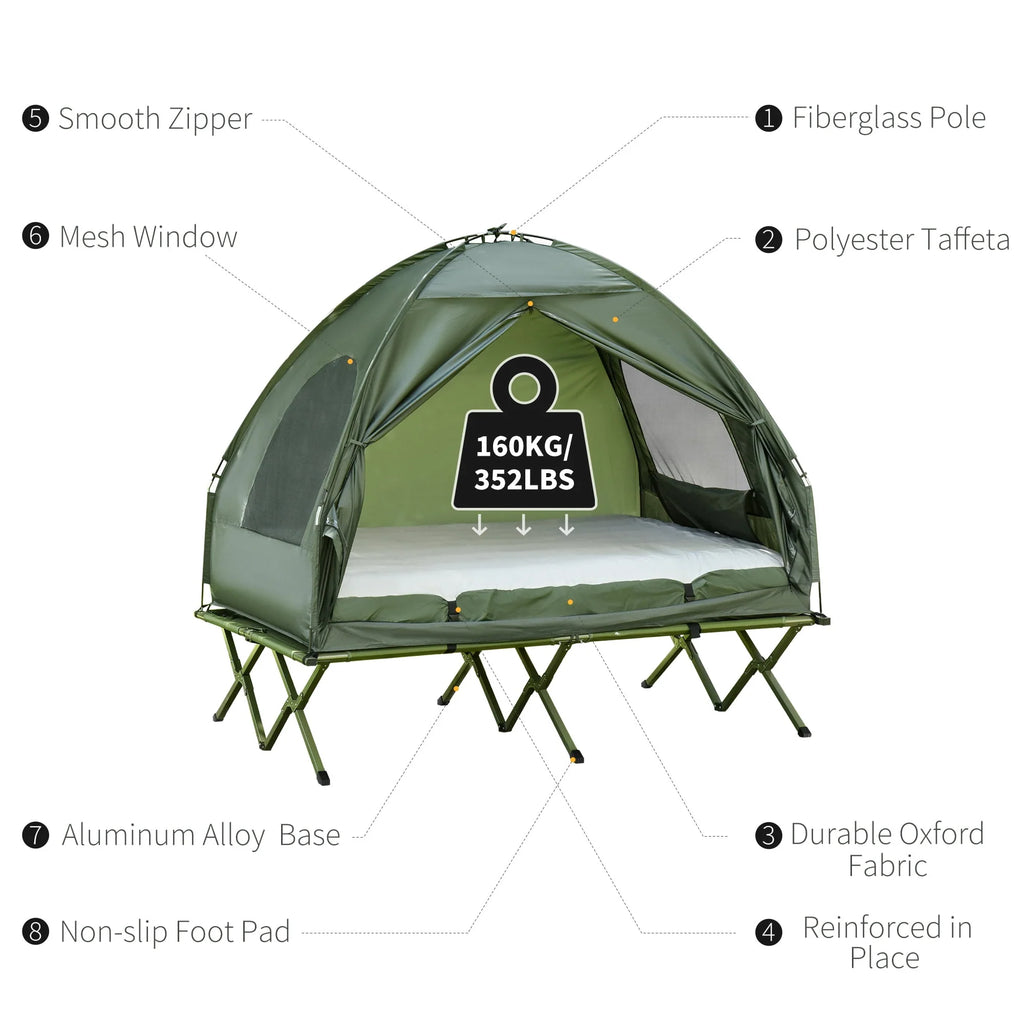 2 Person Foldable Camping Cot with Tent L800